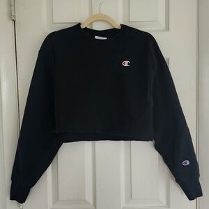 Champion Reverse Weave Black Cropped Sweatshirt Medium